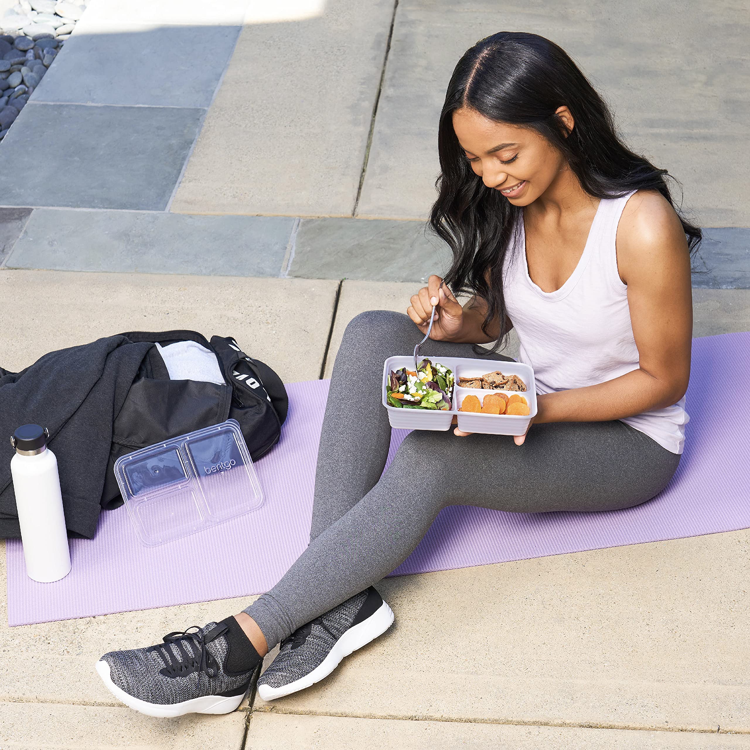 Bentgo 20-Piece Lightweight, Durable, Reusable Bpa-Free 3-Compartment Containers - Microwave, Freezer, Dishwasher Safe - Lilac